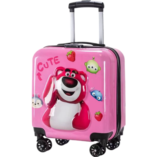 Obrázek z Dětský růžový kufr s medvídkem a zábavnými motivy 
